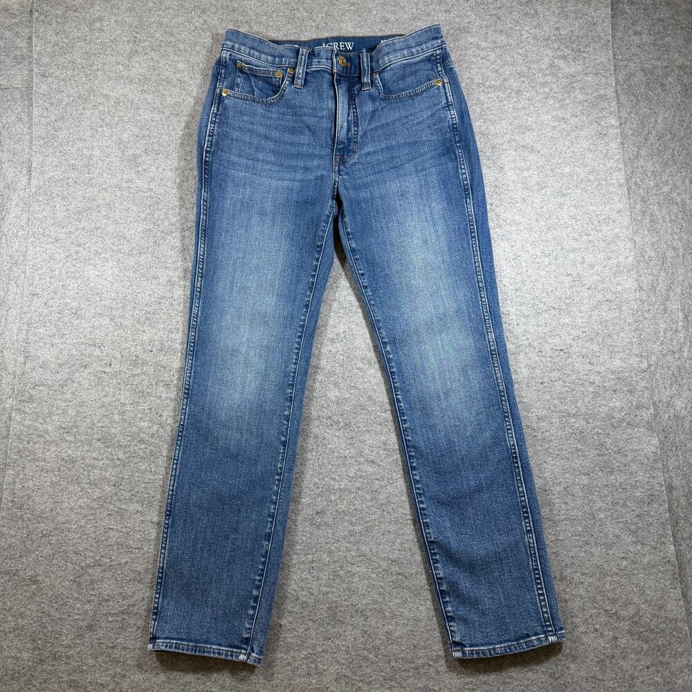 J.Crew 9 Inch Vintage Slim Straight Jeans Womens 27 Blue Wash Denim High Rise